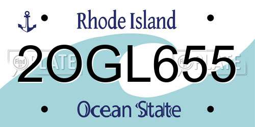 2OGL655 Rhode Island License Plate
