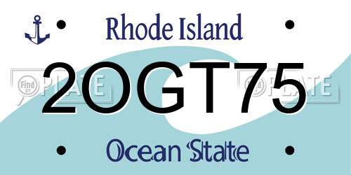 2OGT75 Rhode Island License Plate