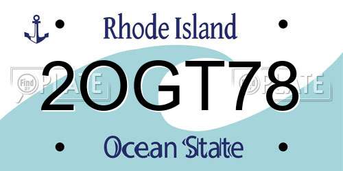 2OGT78 Rhode Island License Plate