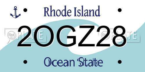 2OGZ28 Rhode Island License Plate