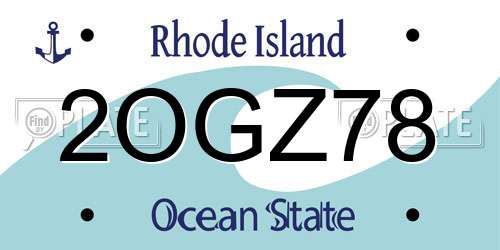 2OGZ78 Rhode Island License Plate