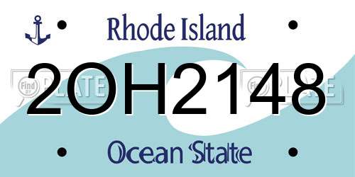 2OH2148 Rhode Island License Plate