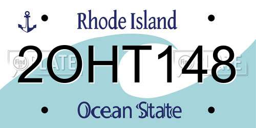 2OHT148 Rhode Island License Plate