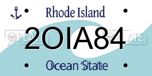 2OIA84 Rhode Island License Plate