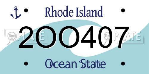2OO407 Rhode Island License Plate