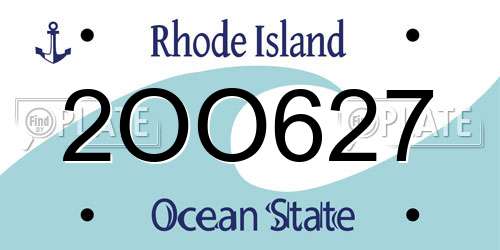2OO627 Rhode Island License Plate