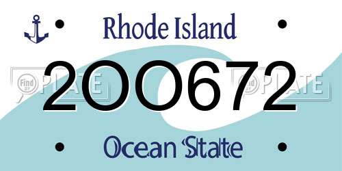 2OO672 Rhode Island License Plate