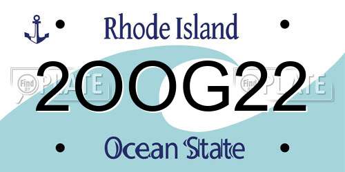 2OOG22 Rhode Island License Plate