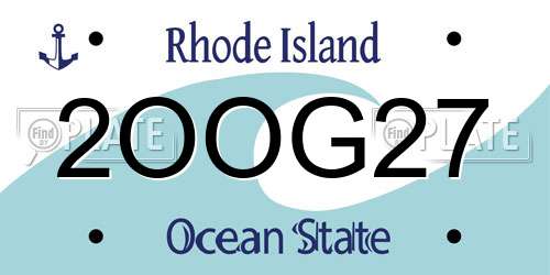 2OOG27 Rhode Island License Plate