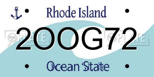 2OOG72 Rhode Island License Plate