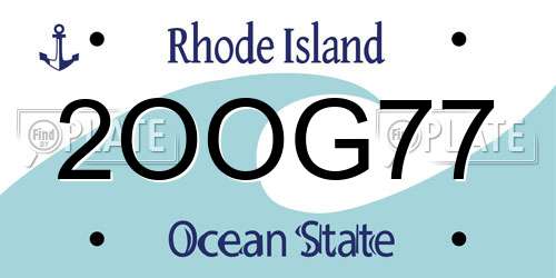 2OOG77 Rhode Island License Plate