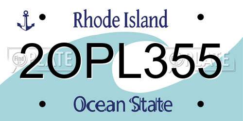 2OPL355 Rhode Island License Plate