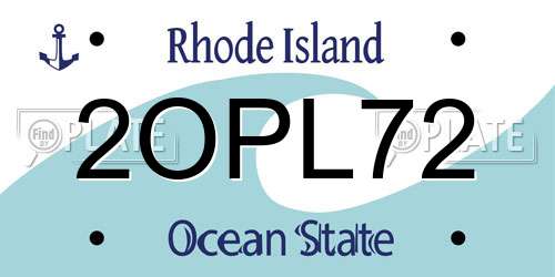 2OPL72 Rhode Island License Plate