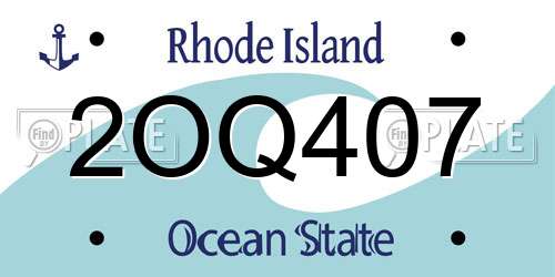2OQ407 Rhode Island License Plate