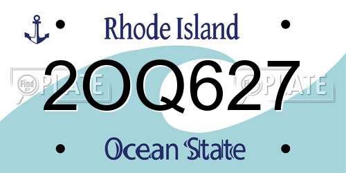 2OQ627 Rhode Island License Plate