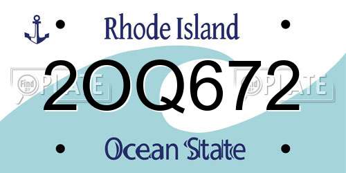 2OQ672 Rhode Island License Plate
