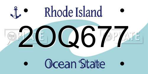 2OQ677 Rhode Island License Plate