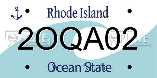 2OQA02 Rhode Island License Plate