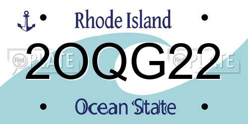 2OQG22 Rhode Island License Plate