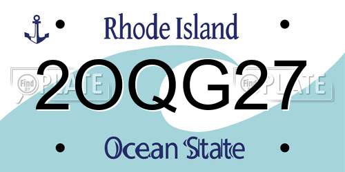2OQG27 Rhode Island License Plate