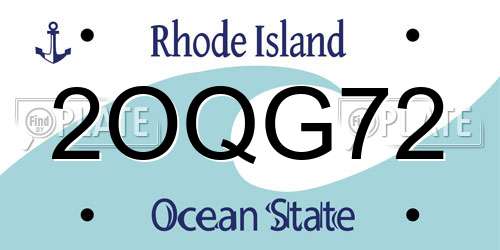 2OQG72 Rhode Island License Plate
