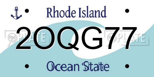 2OQG77 Rhode Island License Plate