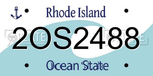 2OS2488 Rhode Island License Plate