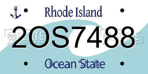 2OS7488 Rhode Island License Plate
