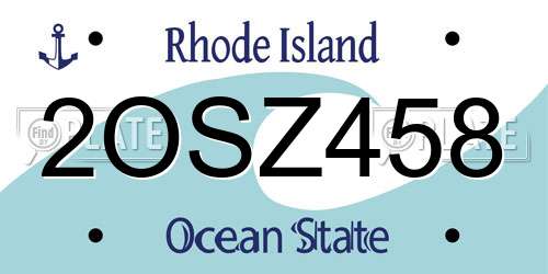 2OSZ458 Rhode Island License Plate
