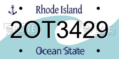 2OT3429 Rhode Island License Plate