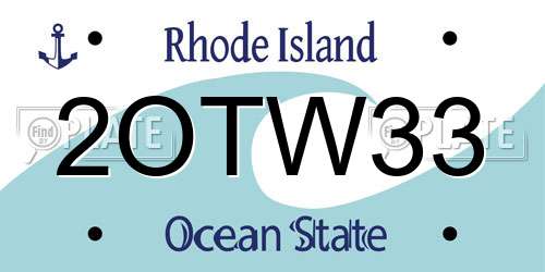 2OTW33 Rhode Island License Plate