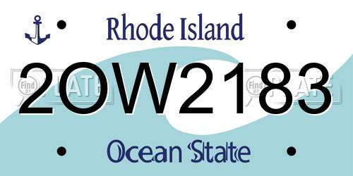 2OW2183 Rhode Island License Plate