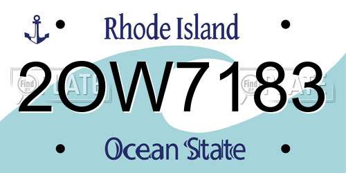 2OW7183 Rhode Island License Plate