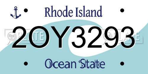 2OY3293 Rhode Island License Plate