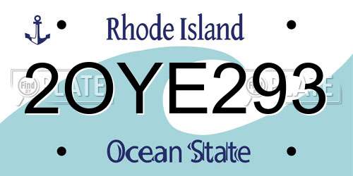 2OYE293 Rhode Island License Plate