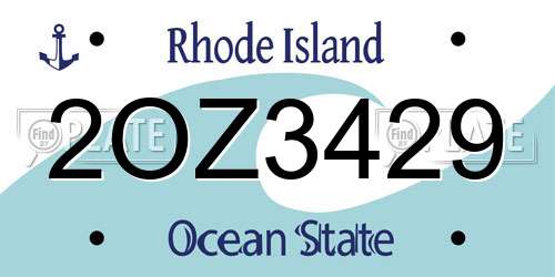2OZ3429 Rhode Island License Plate