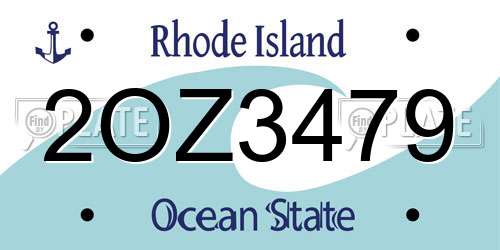2OZ3479 Rhode Island License Plate