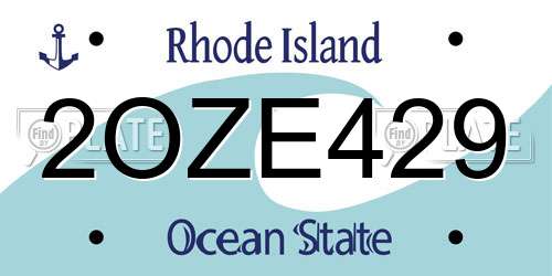 2OZE429 Rhode Island License Plate