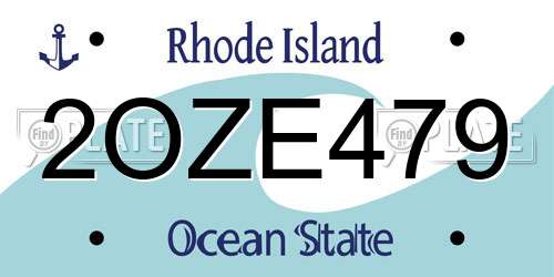 2OZE479 Rhode Island License Plate