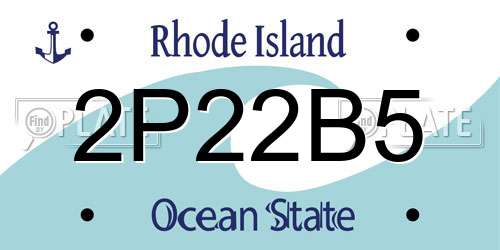 2P22B5 Rhode Island License Plate