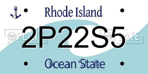 2P22S5 Rhode Island License Plate
