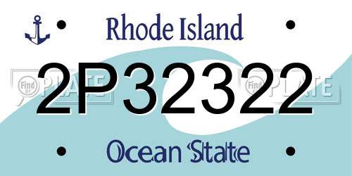 2P32322 Rhode Island License Plate