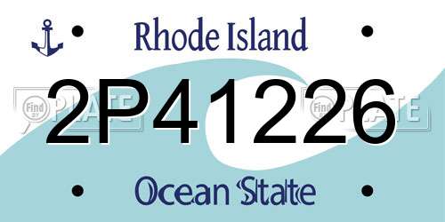 2P41226 Rhode Island License Plate