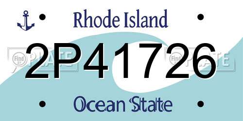 2P41726 Rhode Island License Plate