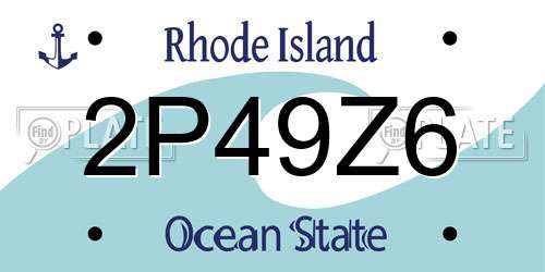 2P49Z6 Rhode Island License Plate