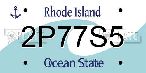 2P77S5 Rhode Island License Plate
