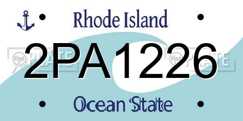 2PA1226 Rhode Island License Plate