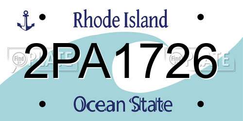 2PA1726 Rhode Island License Plate