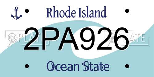2PA926 Rhode Island License Plate