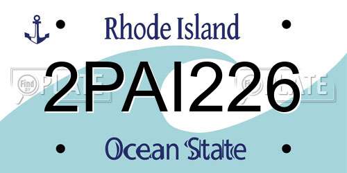 2PAI226 Rhode Island License Plate